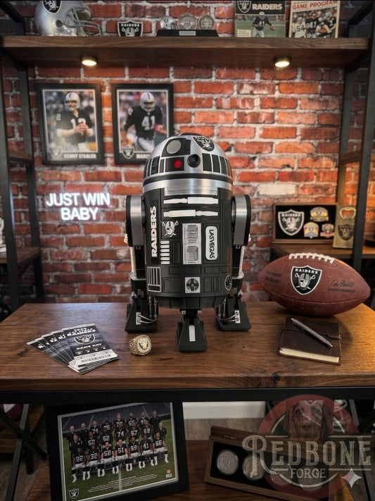 Raiders -Inspired R2 Black & Silver Astromech Droid