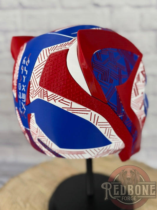 TEAM USA-Inspired Red, White, & Blue Tribal Cat Warrior Helmet