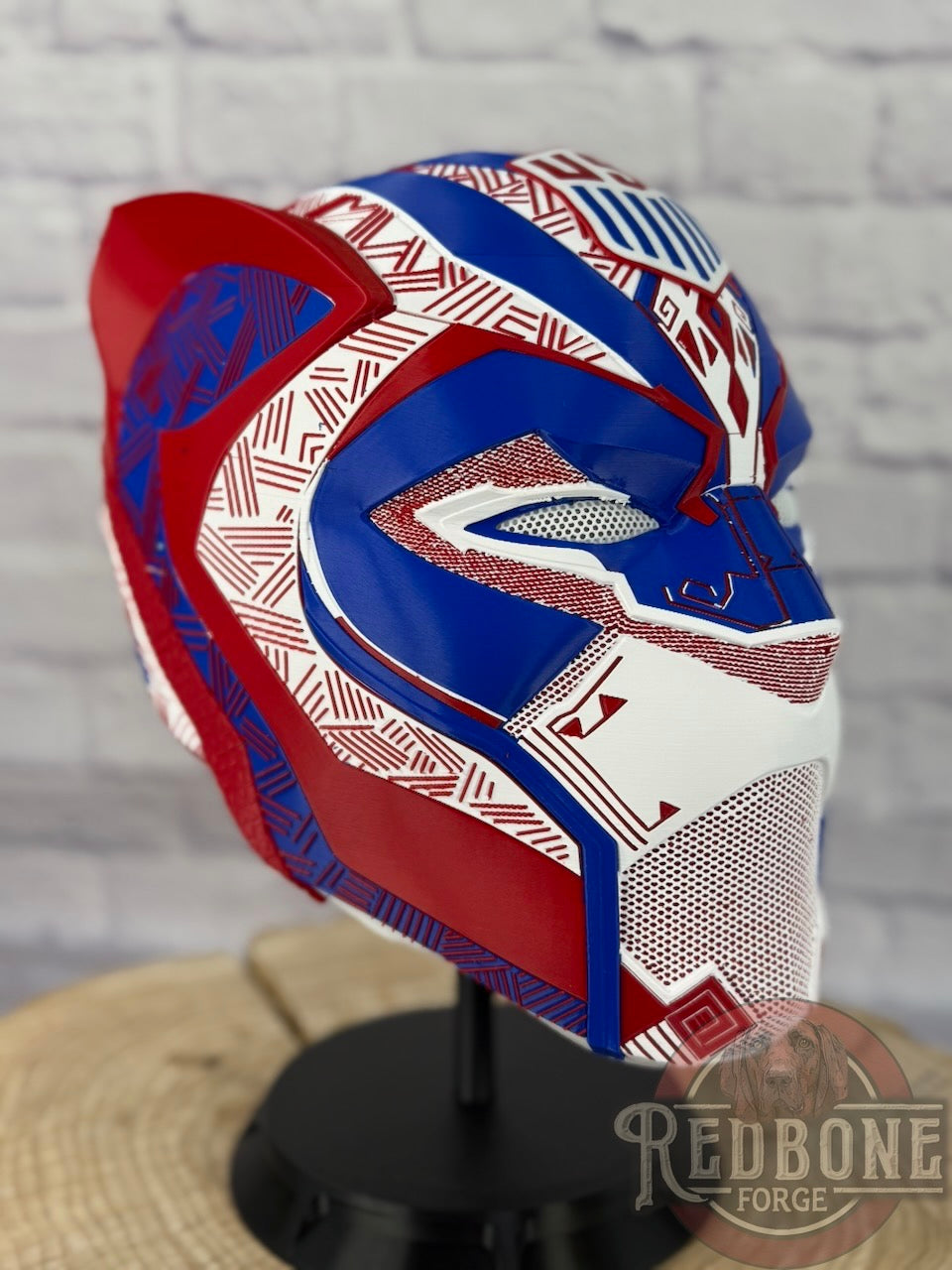 TEAM USA-Inspired Red, White, & Blue Tribal Cat Warrior Helmet
