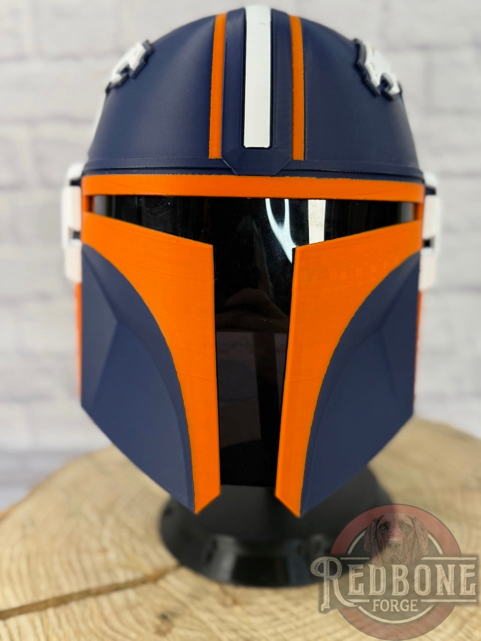 Denver-Inspired Blue and Orange Mandalorian Helmet