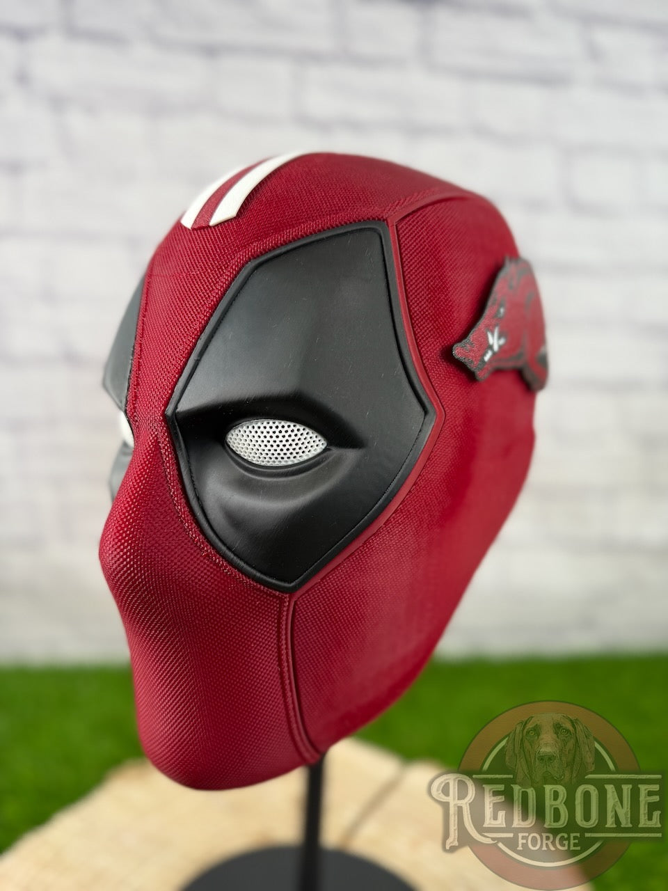 Arkansas-Inspired Red & White Masked Mercenary Mask