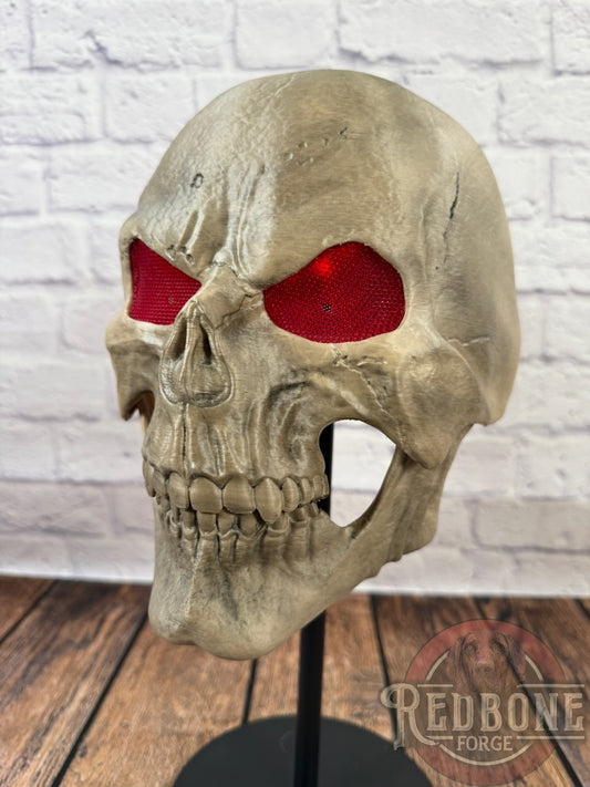 Glowing Skeleton Skull Helmet with Moveable Jaw & Glowing Eyes