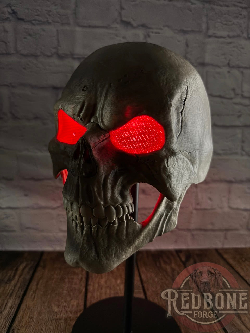 Glowing Skeleton Skull Helmet with Moveable Jaw & Glowing Eyes