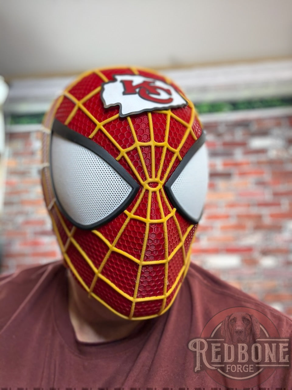 Kansas City Chiefs Spiderman Red & Yellow 3D Printed Helmet