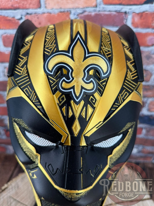 New Orleans-Inspired Gold & BlackTribal Cat Warrior Helmet (Copy)