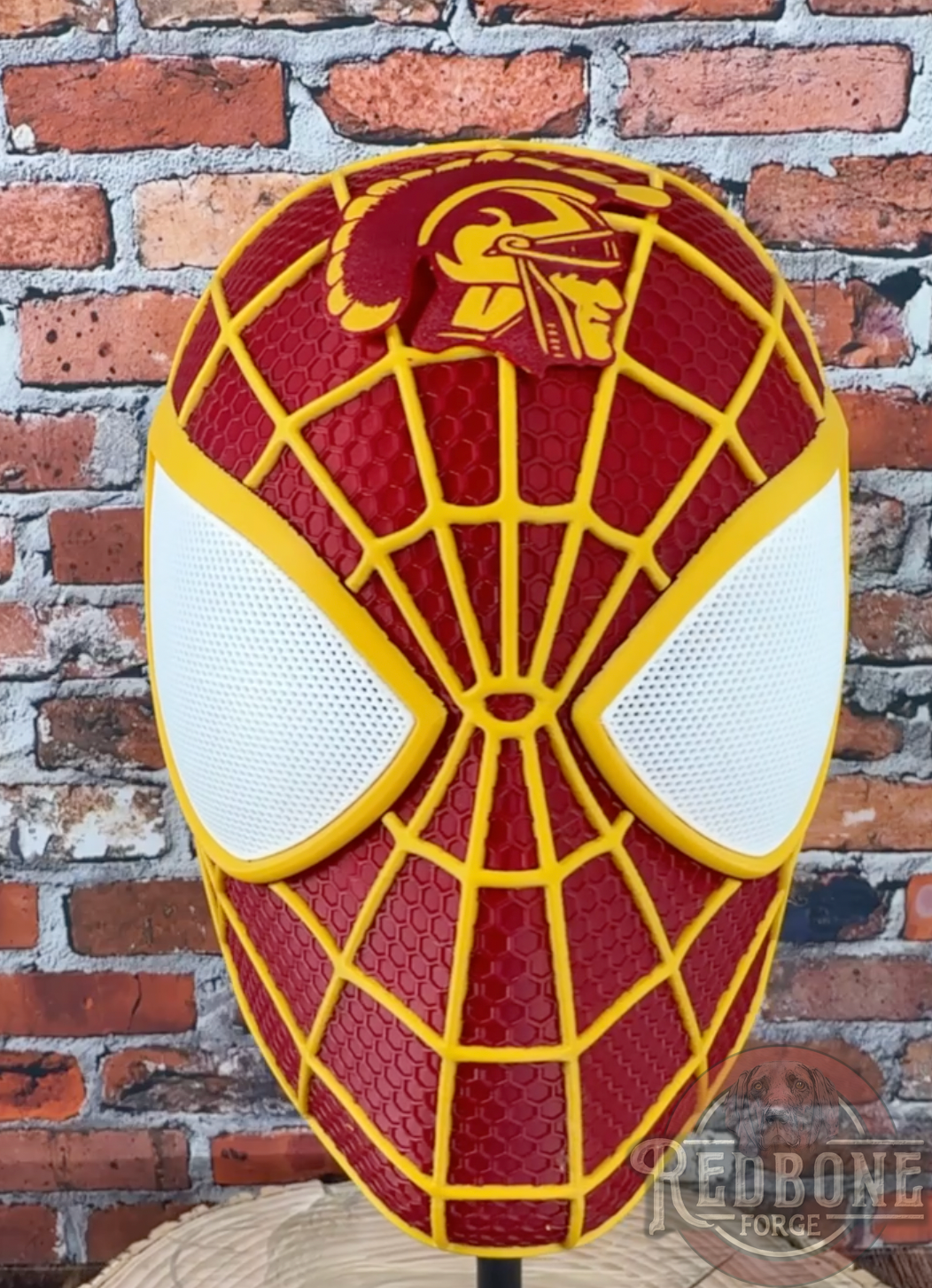 Southern California-Inspired Garnet & Gold Web Slinger Helmet
