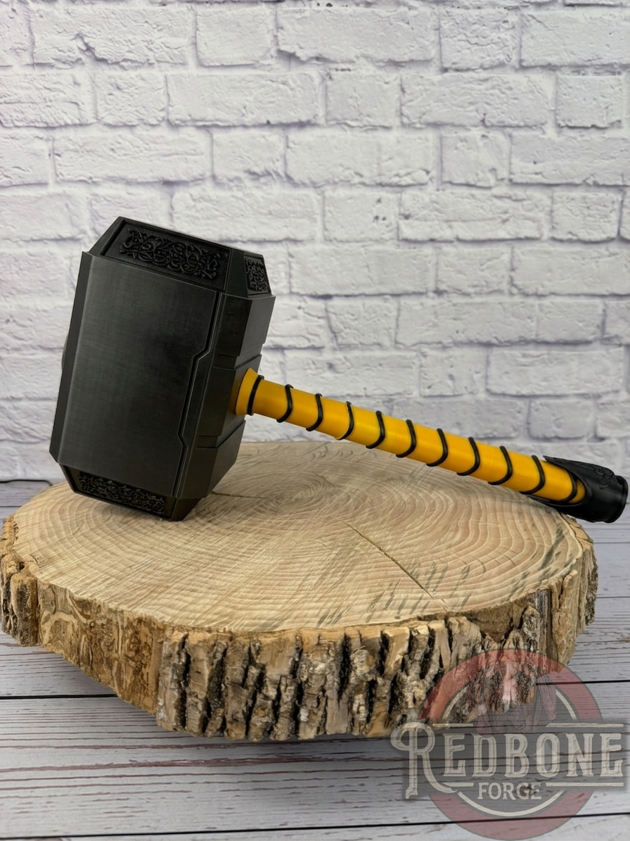 Custom Themed Mjolnir Norse God Hammer 3D Printed w/ Stand