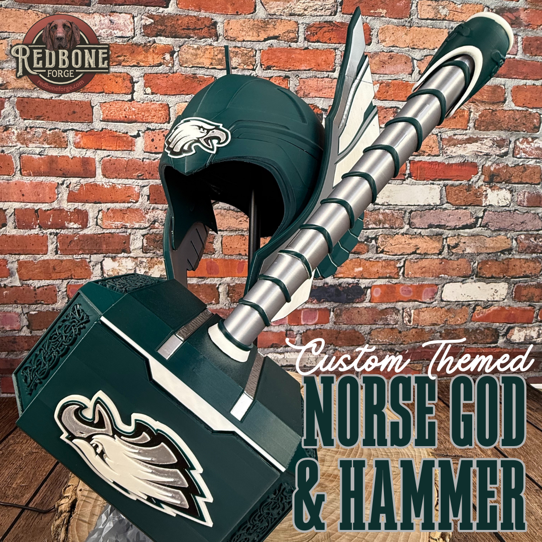 Custom Themed Norse God & Hammer
