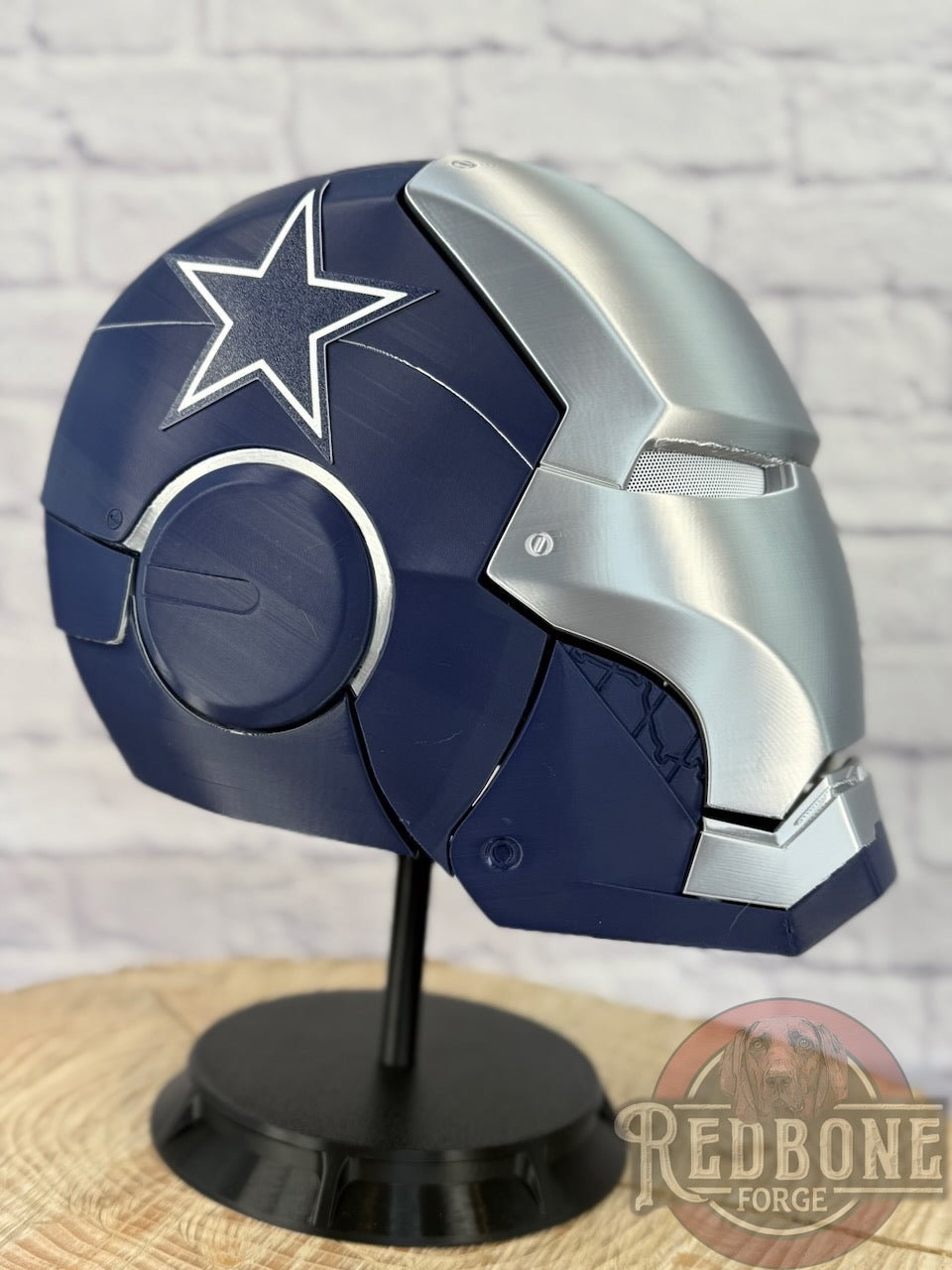 Dallas- Inspired Iron Hero Helmet - Mark C in Navy & Silver