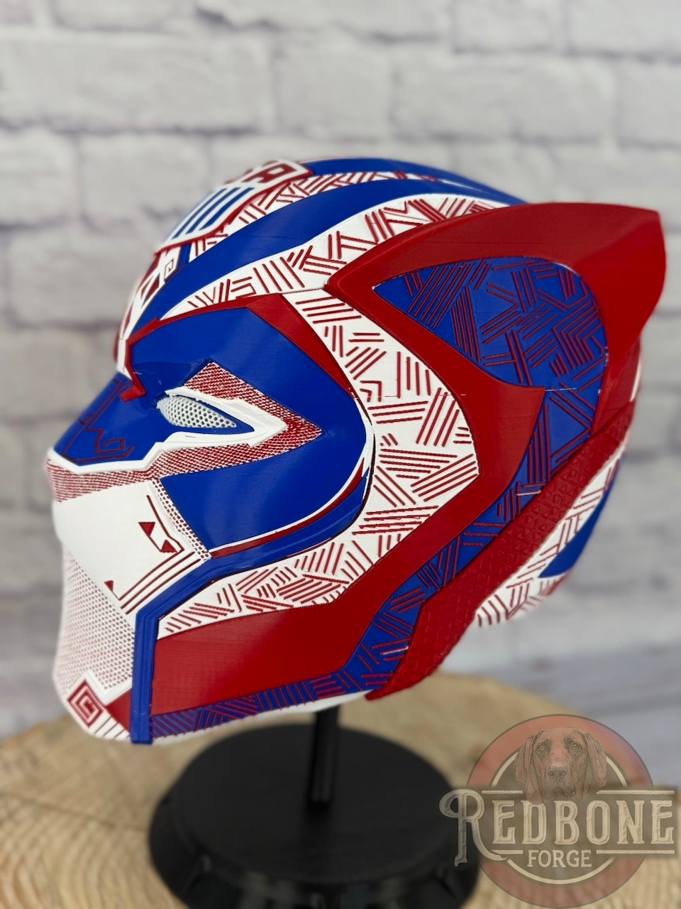 TEAM USA-Inspired Red, White, & Blue Tribal Cat Warrior Helmet