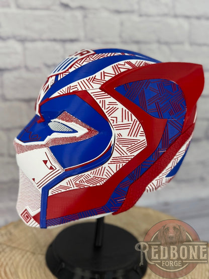 TEAM USA-Inspired Red, White, & Blue Tribal Cat Warrior Helmet