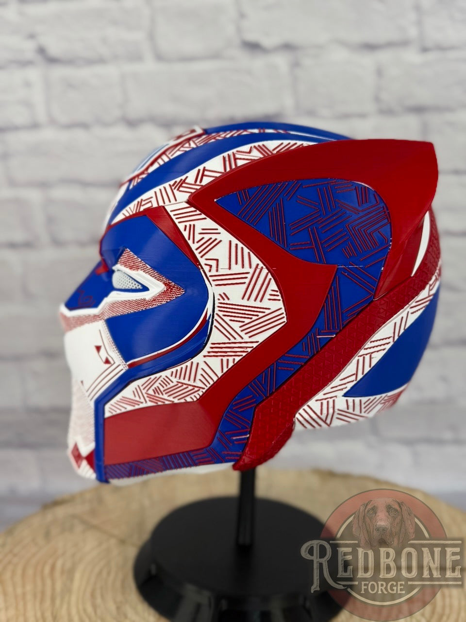 TEAM USA-Inspired Red, White, & Blue Tribal Cat Warrior Helmet