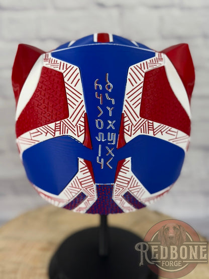 TEAM USA-Inspired Red, White, & Blue Tribal Cat Warrior Helmet