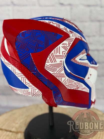 TEAM USA-Inspired Red, White, & Blue Tribal Cat Warrior Helmet