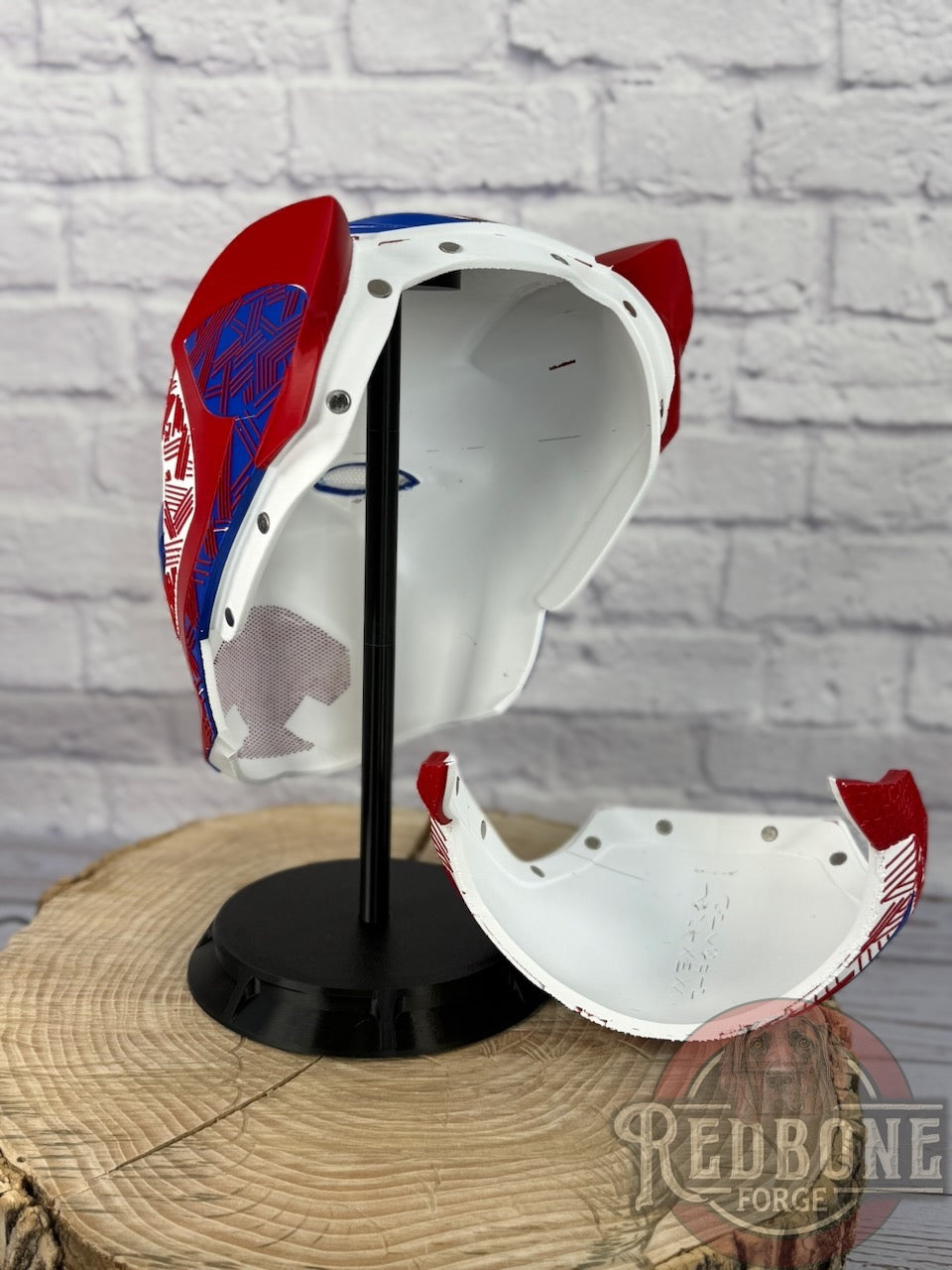 TEAM USA-Inspired Red, White, & Blue Tribal Cat Warrior Helmet