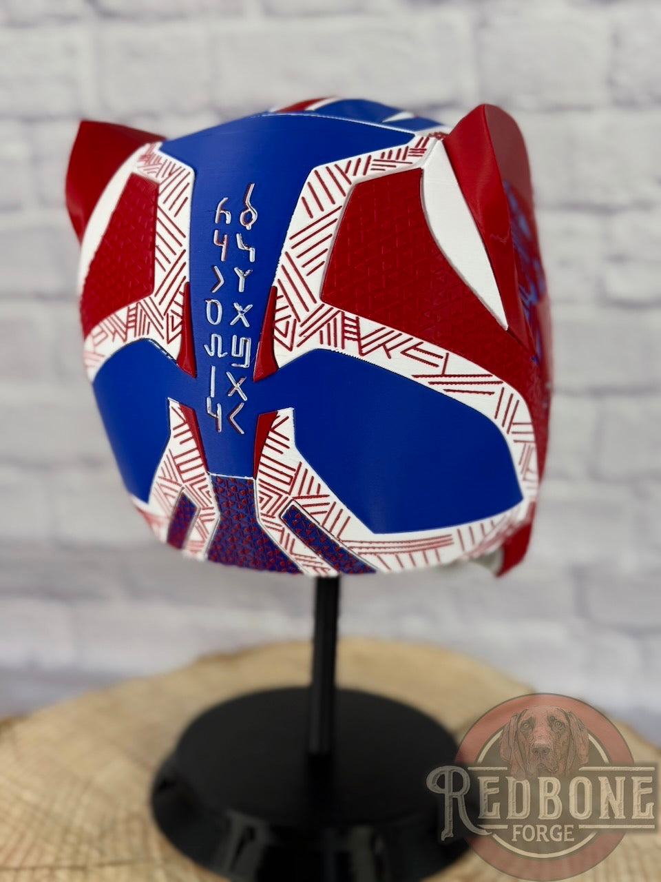 Patriots-Inspired Red, White, & Blue Tribal Cat Warrior Helmet