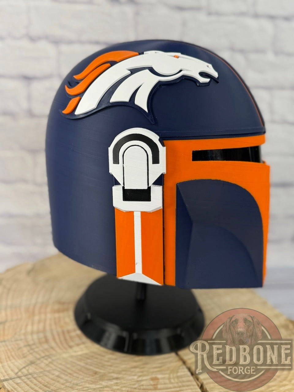 Denver-Inspired Blue and Orange Mandalorian Helmet