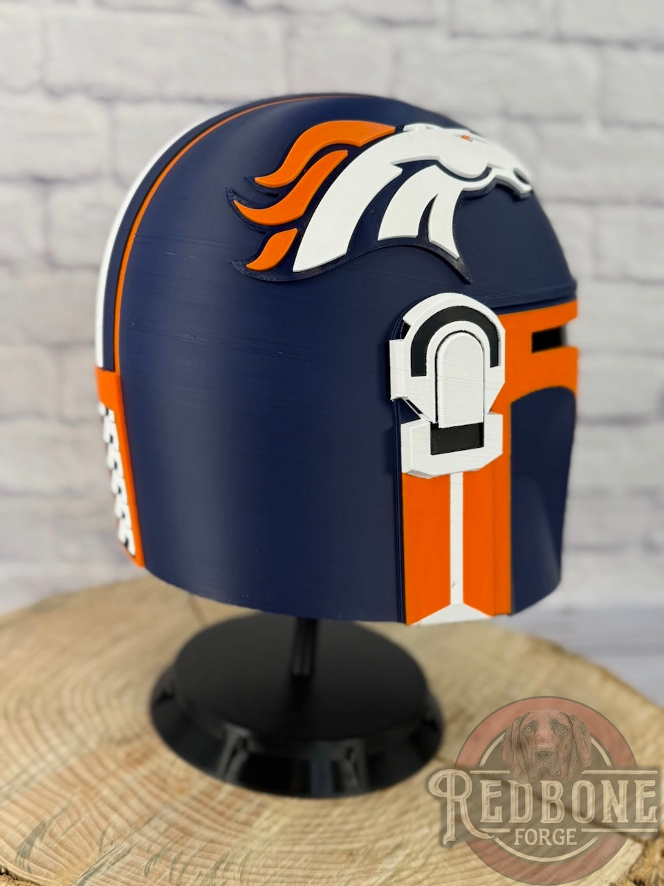 Denver-Inspired Blue and Orange Mandalorian Helmet