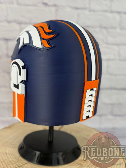 Denver-Inspired Blue and Orange Mandalorian Helmet