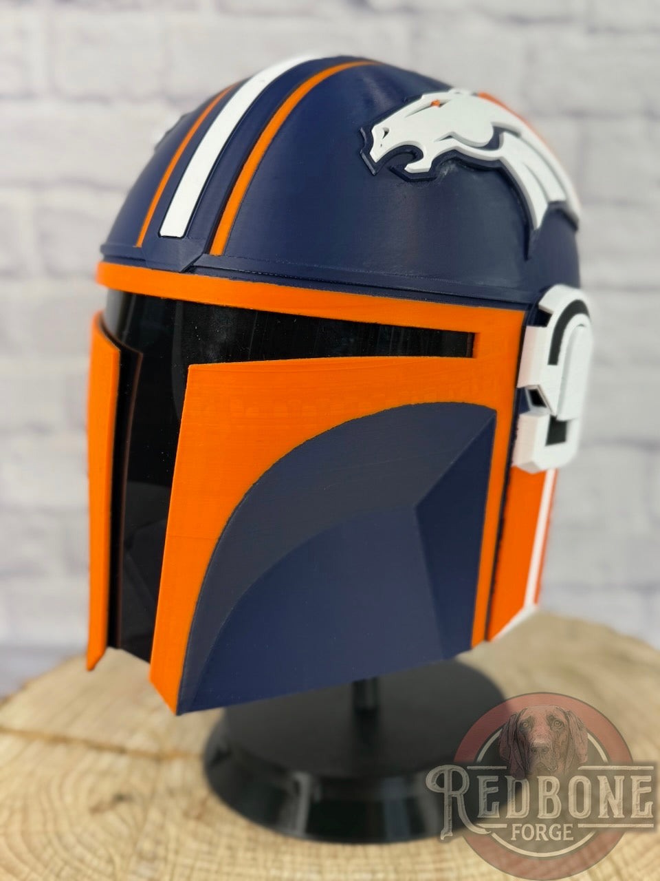 Denver-Inspired Blue and Orange Mandalorian Helmet