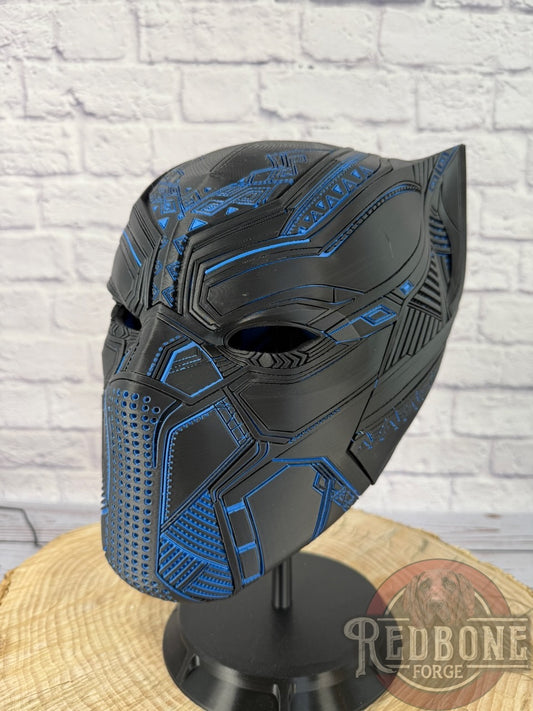 SCRATCH & DENT Black & Blue Tribal Cat Helmet