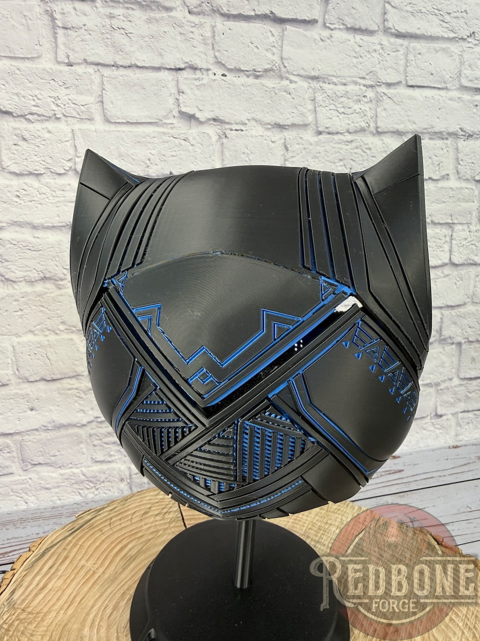 SCRATCH & DENT Black & Blue Tribal Cat Helmet