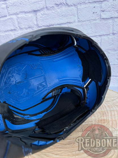 SCRATCH & DENT Black & Blue Tribal Cat Helmet
