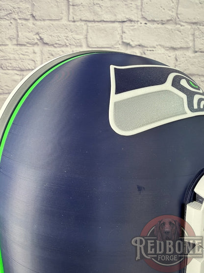 Seattle-Inspired Navy Blue & Action Green Mandalorian Helmet