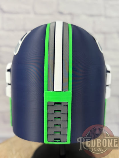 Seattle-Inspired Navy Blue & Action Green Mandalorian Helmet