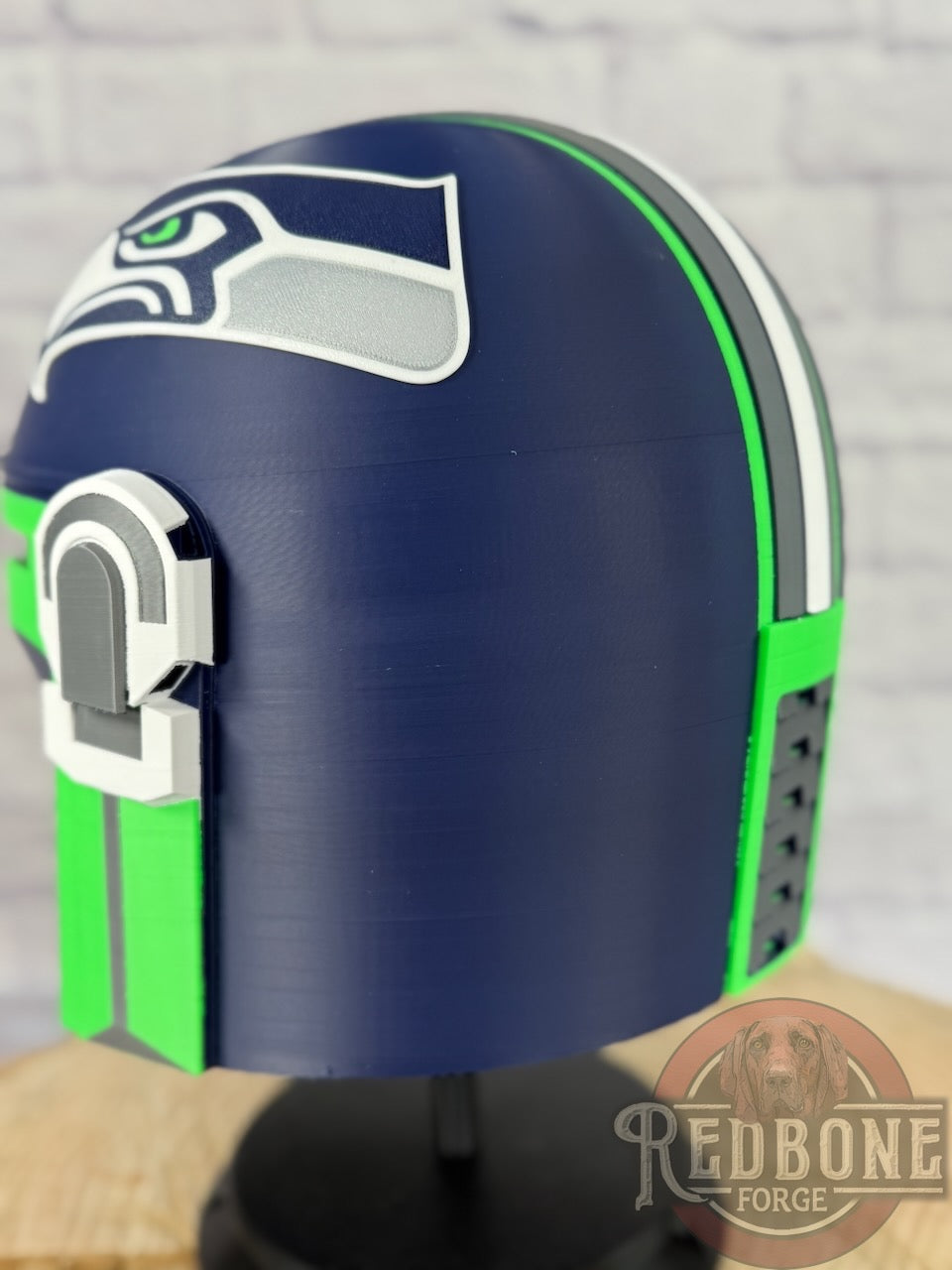 Seattle-Inspired Navy Blue & Action Green Mandalorian Helmet