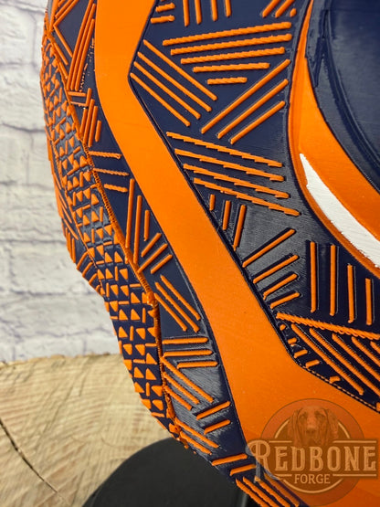 Chicago-Inspired Orange & Blue Tribal Cat Warrior Helmet