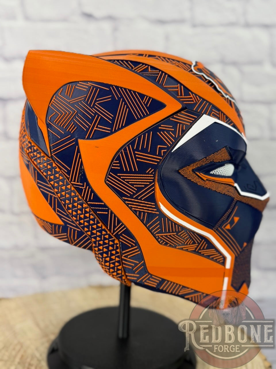 Chicago-Inspired Orange & Blue Tribal Cat Warrior Helmet