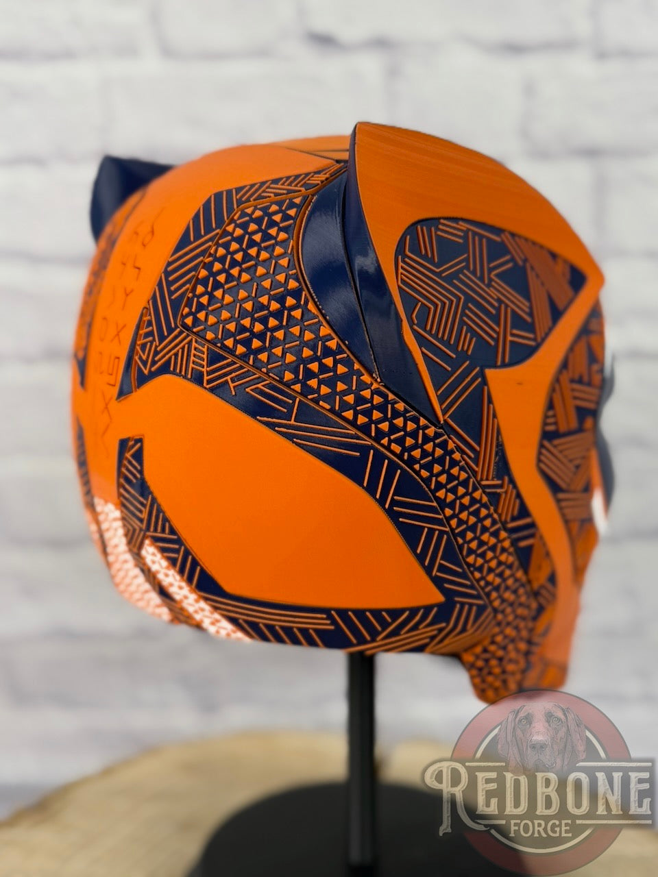 Chicago-Inspired Orange & Blue Tribal Cat Warrior Helmet