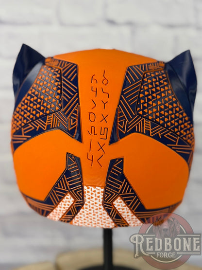 Chicago-Inspired Orange & Blue Tribal Cat Warrior Helmet