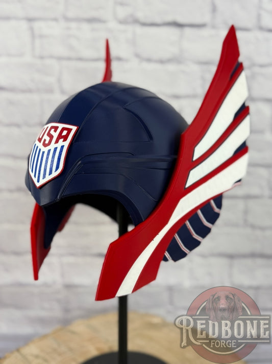 TEAM USA -Inspired Red, White, & Blue Norse God Helmet Olympic