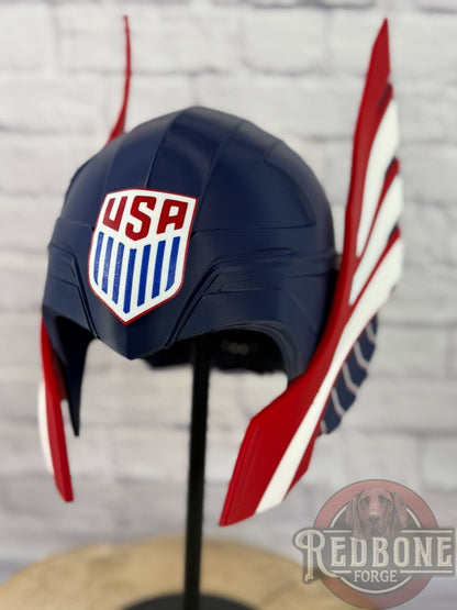 TEAM USA -Inspired Red, White, & Blue Norse God Helmet Olympic