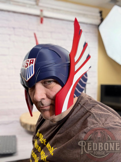 TEAM USA -Inspired Red, White, & Blue Norse God Helmet Olympic