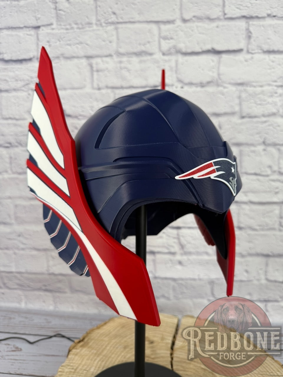 Patriots -Inspired Red, White, & Blue Norse God Helmet
