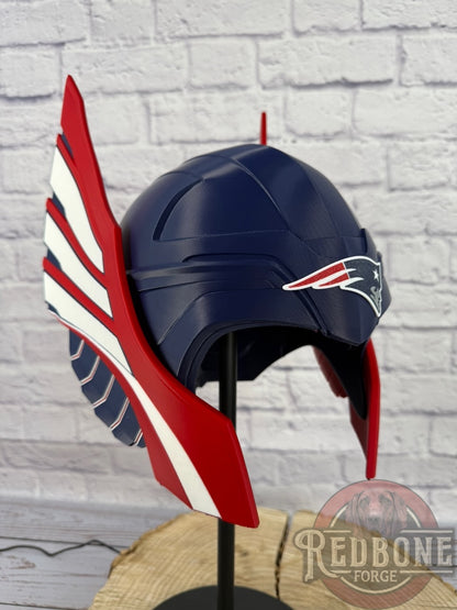 Patriots -Inspired Red, White, & Blue Norse God Helmet