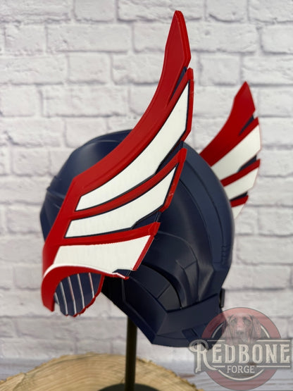 Patriots -Inspired Red, White, & Blue Norse God Helmet