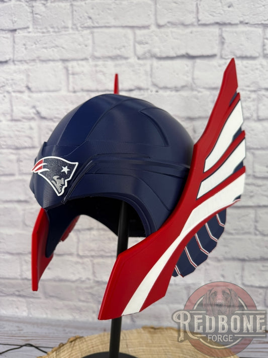 Patriots -Inspired Red, White, & Blue Norse God Helmet