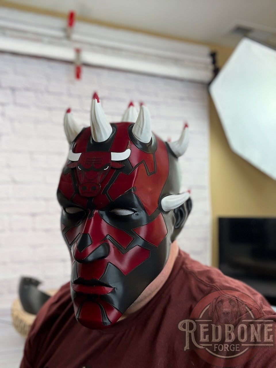 Bulls-Inspired Red & Black Darth Maul Mask