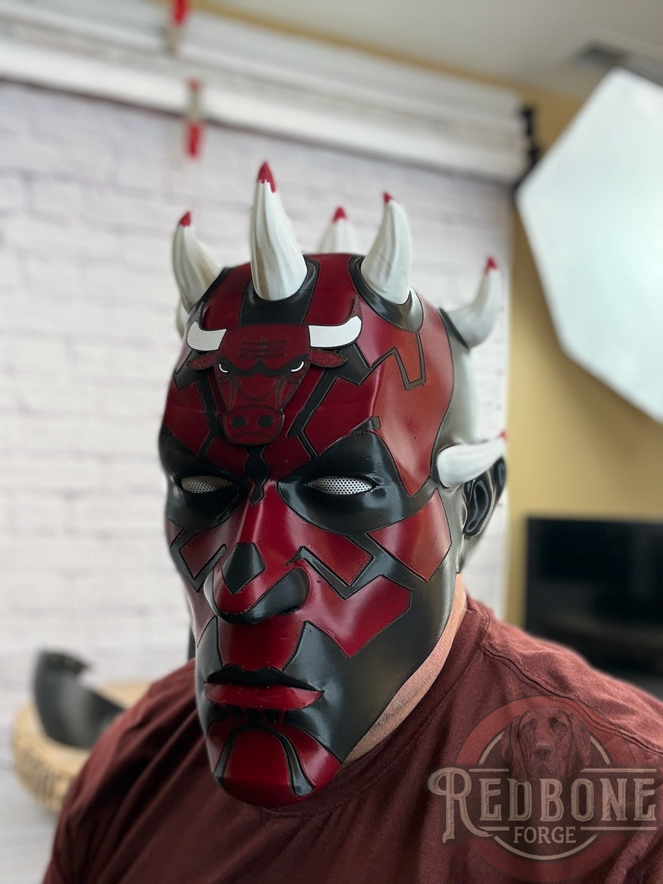 Bulls-Inspired Red & Black Darth Maul Mask