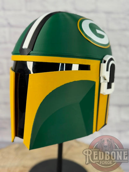 Green Bay-Inspired Yellow & Green Mandalorian Helmet