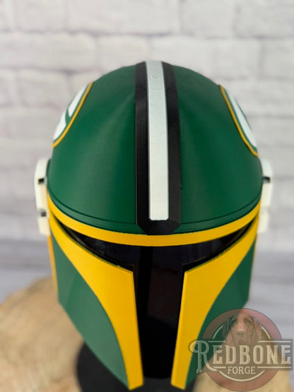 Green Bay-Inspired Yellow & Green Mandalorian Helmet