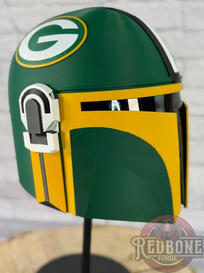 Green Bay-Inspired Yellow & Green Mandalorian Helmet