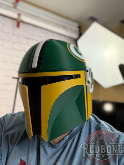 Green Bay-Inspired Yellow & Green Mandalorian Helmet