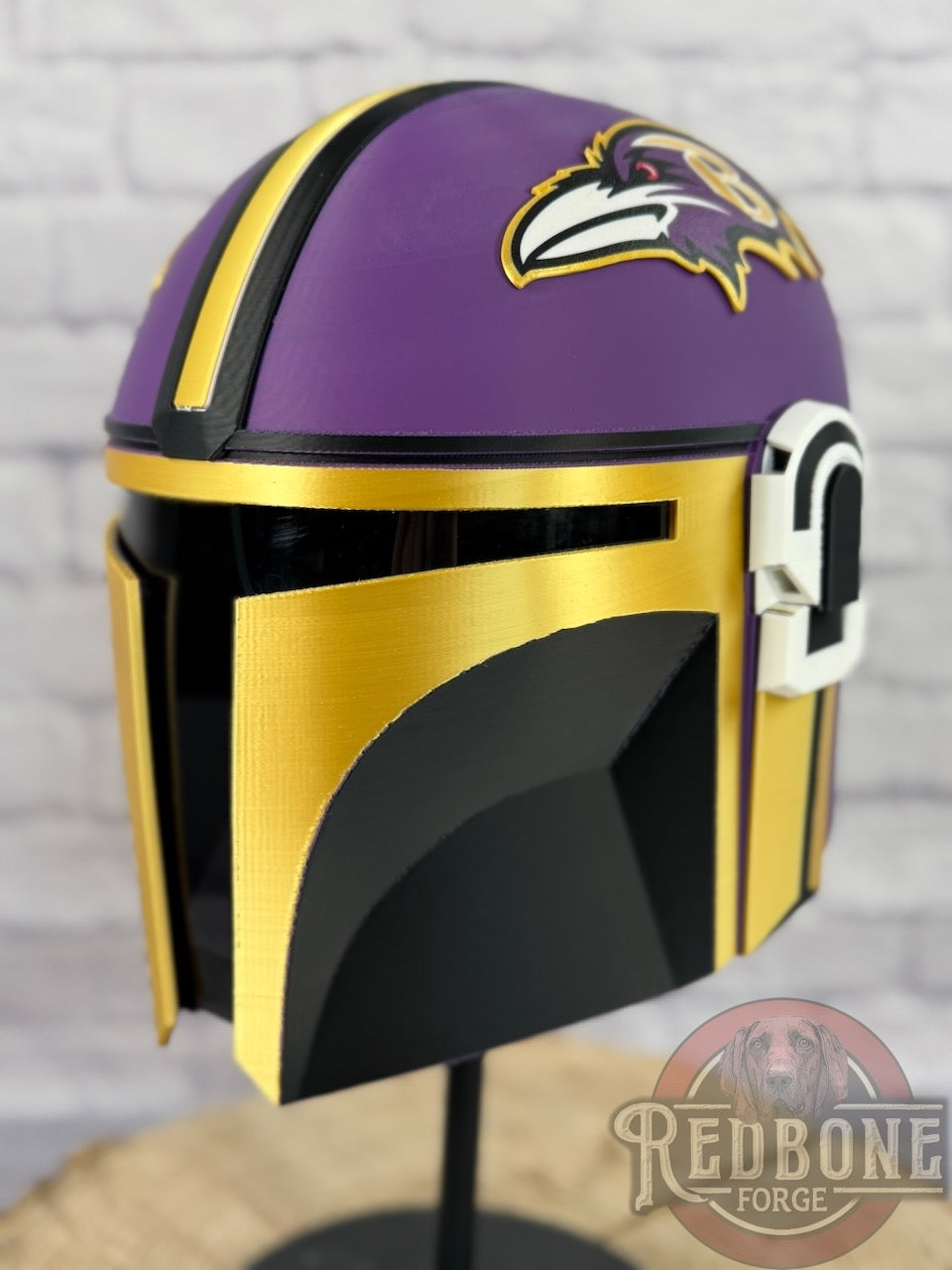 Baltimore-Inspired Purple, Gold, & Black Mandalorian Helmet