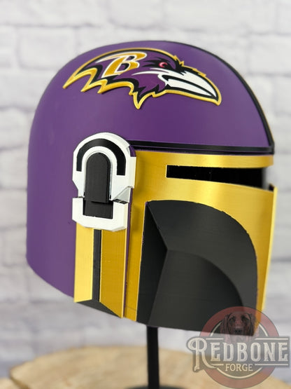 Baltimore-Inspired Purple, Gold, & Black Mandalorian Helmet