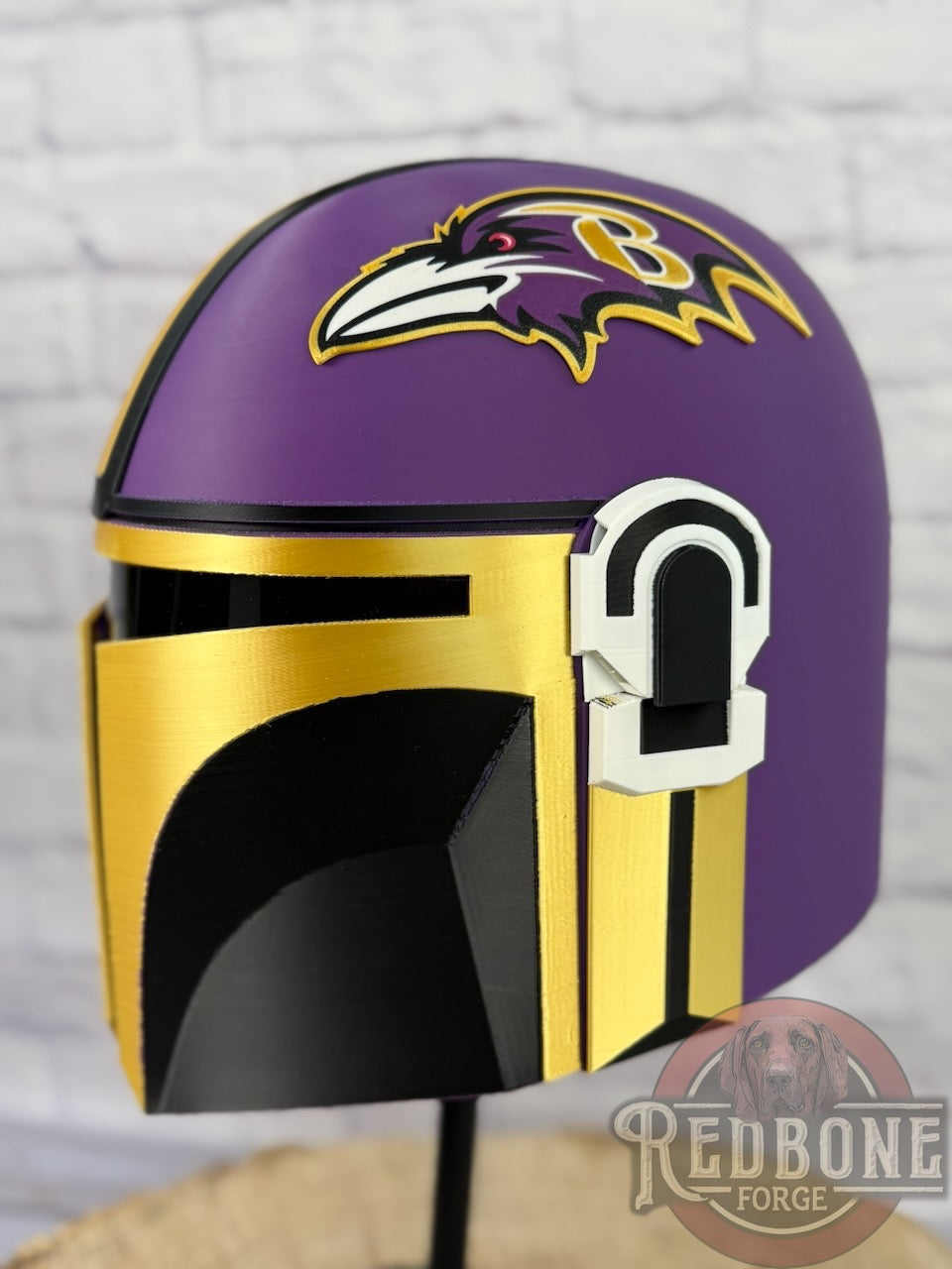 Baltimore-Inspired Purple, Gold, & Black Mandalorian Helmet